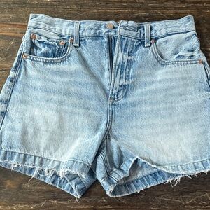 pistola Light Blue Frayed Hem Denim Shorts 28